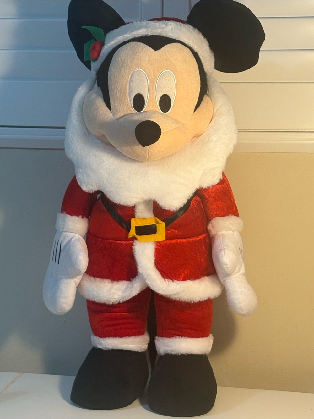 Disney Red and White Mickey Mouse Santa Plush